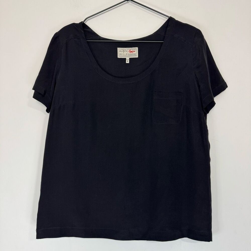 Aubin & Wills Black Silk Short Sleeve Blouse UK8/US4